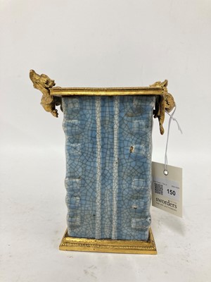 Lot 150 - A Chinese blue-glazed cong vase