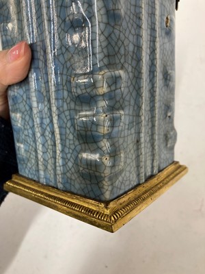 Lot 150 - A Chinese blue-glazed cong vase