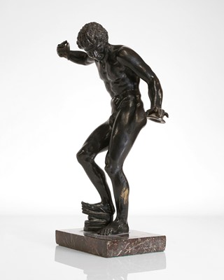 Lot 45 - A grand tour patinated bronze figure, after the antique