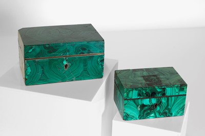 Lot 196 - Two malachite veneered jewellery boxes or caskets