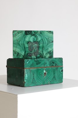 Lot 196 - Two malachite veneered jewellery boxes or caskets