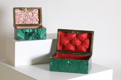 Lot 196 - Two malachite veneered jewellery boxes or caskets