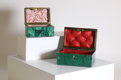 Lot 196 - Two malachite veneered jewellery boxes or caskets