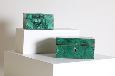 Lot 196 - Two malachite veneered jewellery boxes or caskets