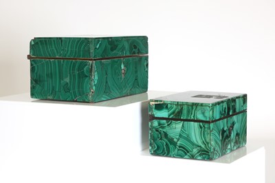 Lot 196 - Two malachite veneered jewellery boxes or caskets