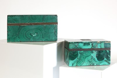 Lot 196 - Two malachite veneered jewellery boxes or caskets