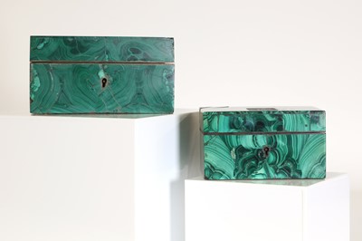 Lot 196 - Two malachite veneered jewellery boxes or caskets