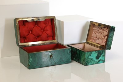 Lot 196 - Two malachite veneered jewellery boxes or caskets