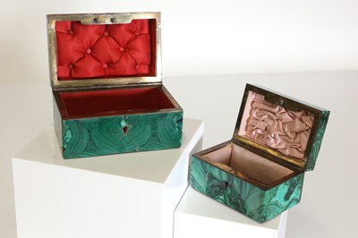 Lot 196 - Two malachite veneered jewellery boxes or caskets