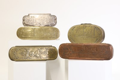 Lot 217 - A group of Dutch brass tobacco boxes