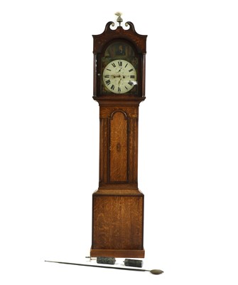 Lot 303 - A George III oak and mahogany crossbanded longcase clock