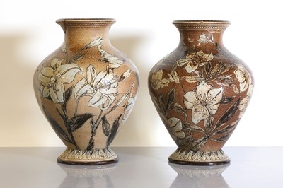 Lot 104 - A pair of Martin Brothers' stoneware vases