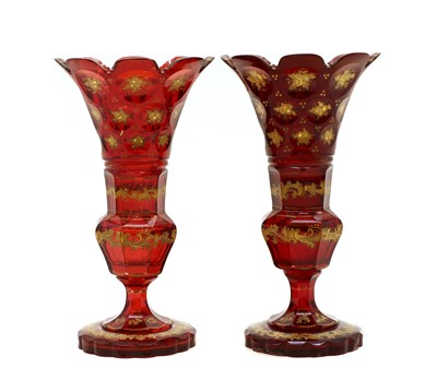 Lot 231 - A pair of Bohemian glass vases