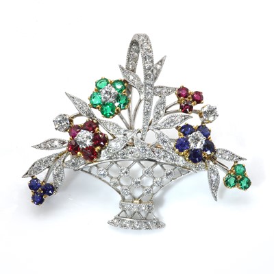 Lot 36 - A belle époque diamond and gem set giardinetto brooch
