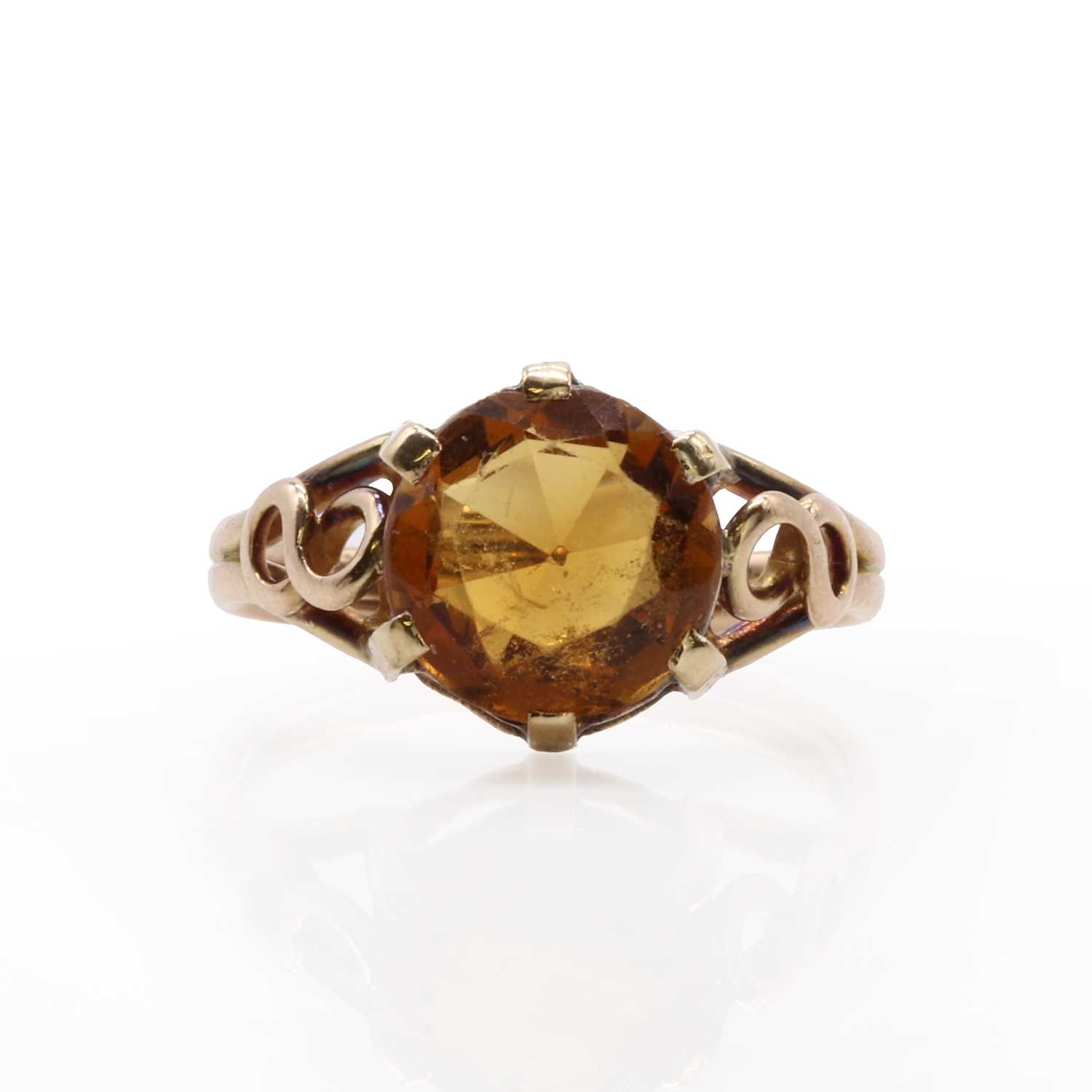 Lot 61 - A gold single stone Cairngorm citrine ring