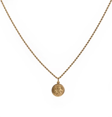 Lot 210 - An Italian 9ct gold St Christopher pendant, by UnoAErre
