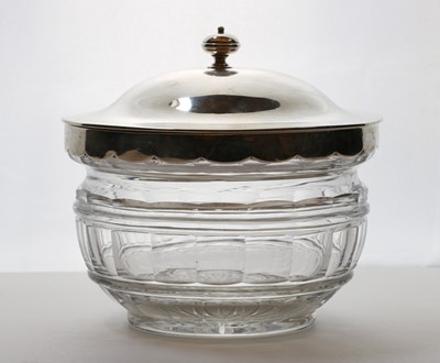 Lot 74 - A George IV Scottish silver mounted glass sugar bowl