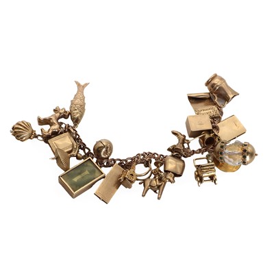 Lot 199 - A 9ct gold charm bracelet