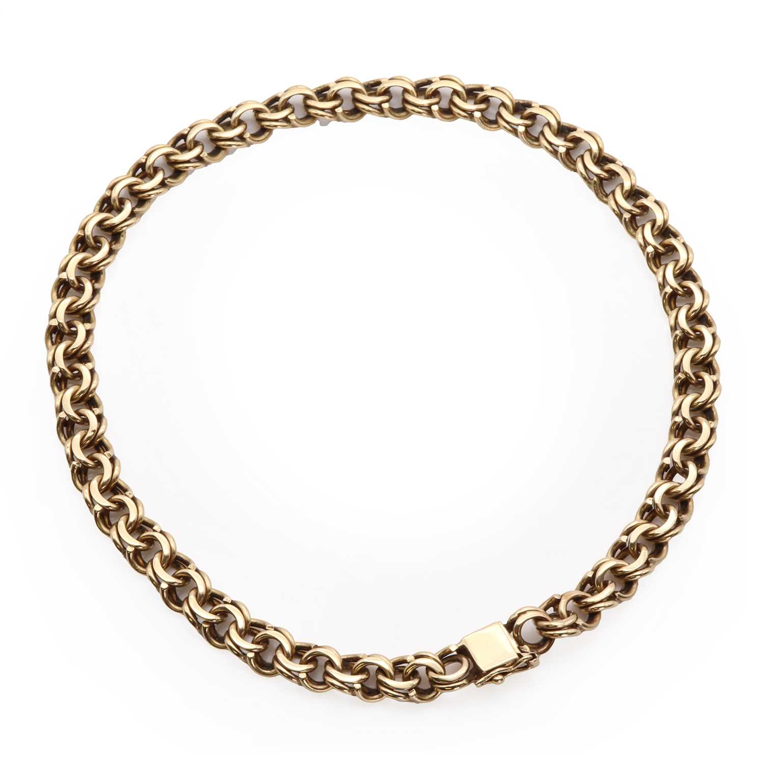 Double Fancy Lot 103 - A gold double fancy link necklace,