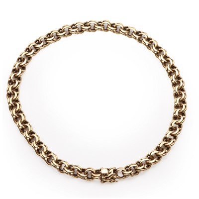 Lot 103 - A gold double fancy link necklace