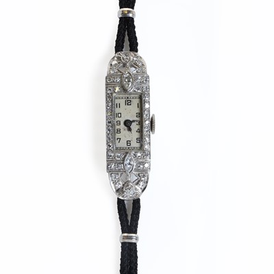Lot 233 - An Art Deco diamond set Croton mechanical cocktail watch