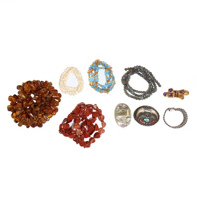 Lot 186 - A collection of silver, gemstone and costume jewellery