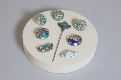 Lot 77 - A group of Arts & Crafts silver and enamel Cymric jewellery by Liberty & Co.