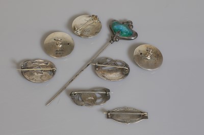 Lot 77 - A group of Arts & Crafts silver and enamel Cymric jewellery by Liberty & Co.