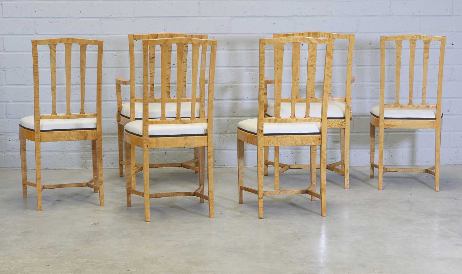 Lot 537 A set of birch dining chairs in Biedermeier