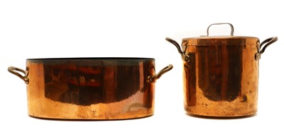 Lot 218 - A large Victorian Benham & Froud copper twin handled copper pan