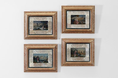 Lot 248 - A set of four small export reverse-glass pictures