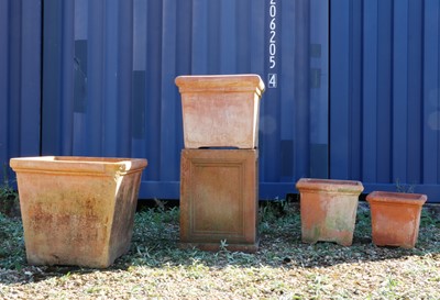 Lot 484 - A group of four Italian terracotta garden urns