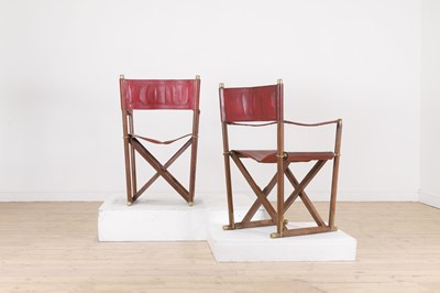 Lot 148 - A pair of beech and leather director's chairs