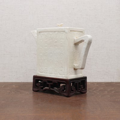 Lot 133 - A Chinese white-glazed teapot