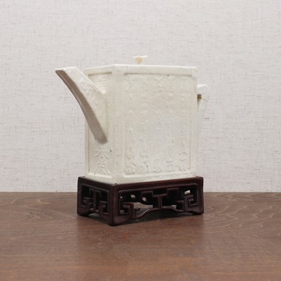 Lot 133 - A Chinese white-glazed teapot