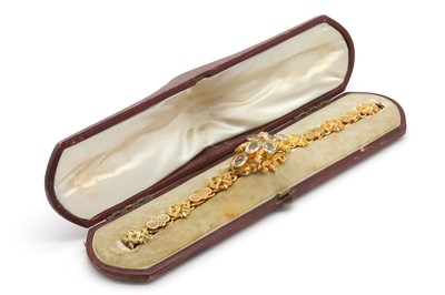 Lot 7 - A Victorian aquamarine and ruby bracelet