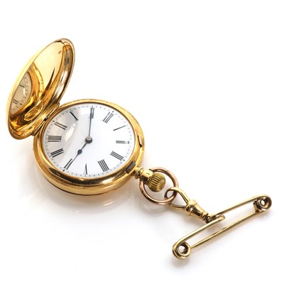 Lot 277 - A ladies' 18ct gold hunter fob watch