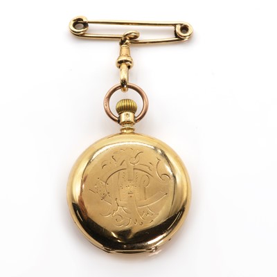 Lot 277 - A ladies' 18ct gold hunter fob watch