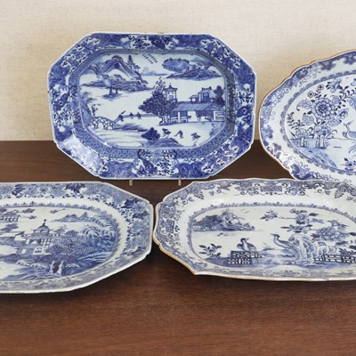 Lot 209 - Four Chinese export blue and white meat plates