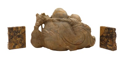Lot 149 - A large Chinese soapstone carving