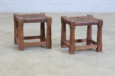 Lot 130 - A pair of Yorkshire School oak stools