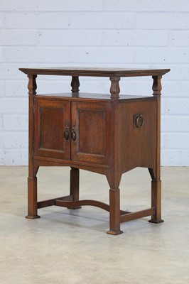 Lot 92 - An Arts and Crafts copper and oak side cabinet