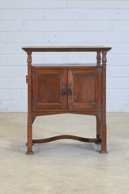 Lot 92 - An Arts and Crafts copper and oak side cabinet