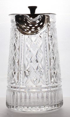 Lot 58 - A cut glass and silver-mounted water jug