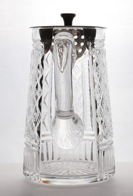 Lot 58 - A cut glass and silver-mounted water jug