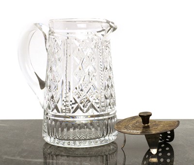 Lot 58 - A cut glass and silver-mounted water jug