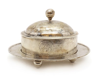Lot 44 - A Chinese silver butter dish and cover