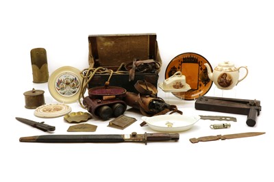 Lot 123A - A group of WWI memorabilia, equipment and trench art