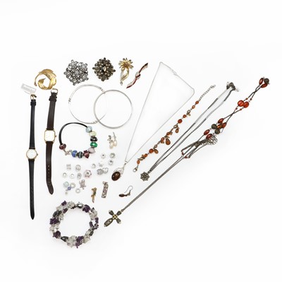 Lot 177 - A quantity of silver jewellery, two quartz watches and assorted costume jewellery