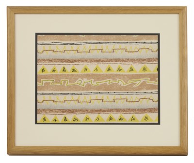 Lot 294 - A framed 'Triangles and Lines' textile